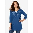 thumbnail image 5 of Woman Within Plus Size 7-Day Layered-Look Embroidered Henley Tunic, 5 of 6