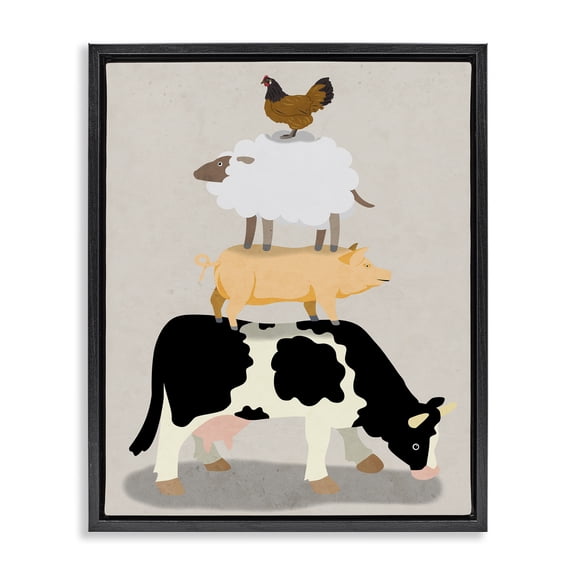 Stupell Industries Cottage Farm Stack over Beige Black Floating Frame Canvas Art, 17 x 21, by Marcus Prime