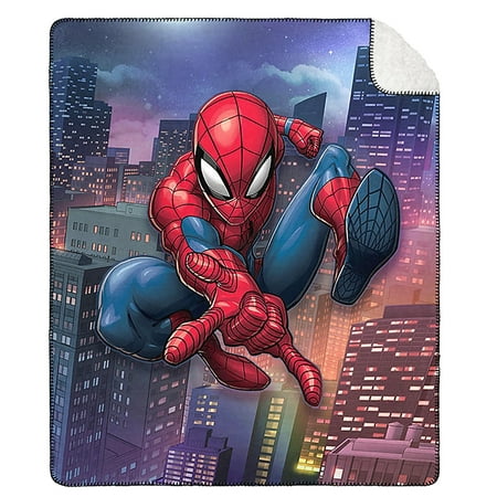 Spider-Man Night Flight Cloud Sherpa Throw Blanket  50  x 60