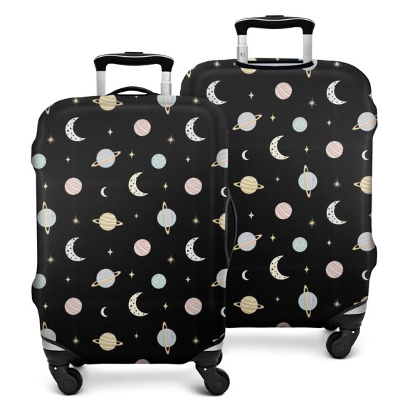 Black Planet Moon Pattern Luggage Cover Fashion Suitcase Cover Baggage Covers Fit 25-28 Inch Luggage (Go Travel)