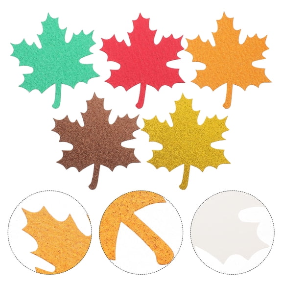 HONMEET 25-Piece Assorted Color Glitter Maple Leaf Paper Cutouts for Fall Decor, Party Supplies, and Craft Projects