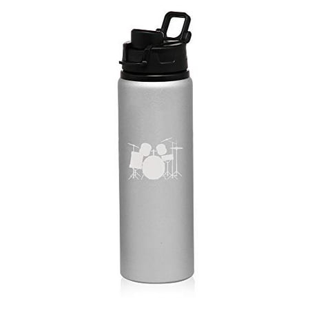 

MIP Brand 25 oz Aluminum Sports Water Travel Bottle Drum Set (Silver)
