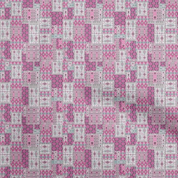 oneOone Cotton Poplin Twill Fuschia Pink Fabric Asian Kilim Diy Clothing Quilting Fabric Print Fabric By Yard 56 Inch Wide