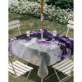 thumbnail image 3 of Square Outdoor Tablecloth with Umbrella Hole Purple Black Geometric Outside Table Cloth Waterproof Patio Table Cover Modern Abstract Crystals Artwork Zipper Tablecloths for Picnic Camping 54x54 Inch, 3 of 8