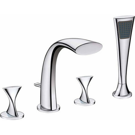 - Ultra Faucets UF65340 Chrome 2-Handle Twist Roman Tub Faucet with Hand Shower