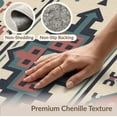 thumbnail image 6 of ODIKA 4'x6' Gray Teal Geometric Pattern Washable Area Rug Intricate Ink Multi Motif Design for Home Office, Under Desk, Non-Slip Chair-Friendly, Flatwoven, 6 of 7