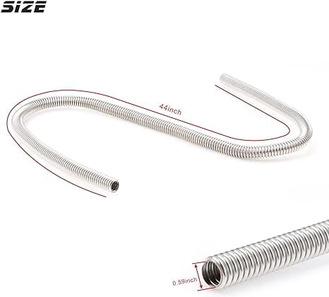 44" Flexible Heater Hose Kit Stainless Steel Universal Heater Water Hoses Silver