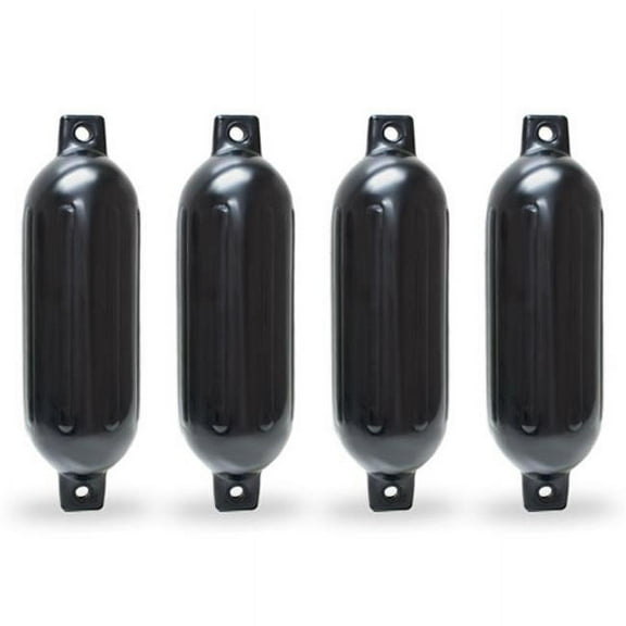 6.5 x 23 in. Twin Eye Ribbed Boat Pontoon Fender, Black - 4 Piece