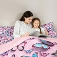 thumbnail image 5 of Manfei Butterfly Comforter Sets Queen Size,Multicolor Butterflies Comforters & Duvets,Pink Blue Bedding Queen Comforter Set,Lightweight Room Decoration Reversible,3-Piece, 5 of 8