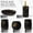 Black and Gold, variant on Ceramic Bathroom Accessory Set 5-piece Soap Dish Toothbrush Holder Dispenser Tumbler & Candle - Modern Organizer (black)