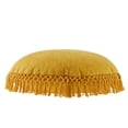 thumbnail image 3 of Indigo Ink Tufted 20" Gold Boho Round Cotton Decorative Pillow with Tassels, 3 of 5