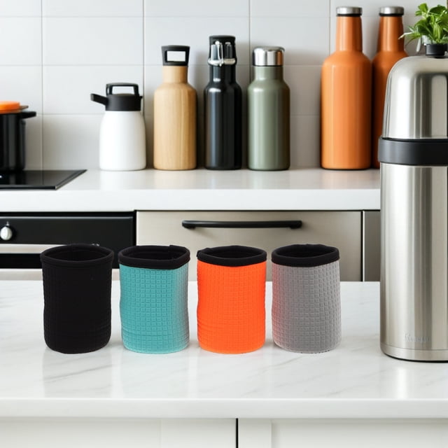 FESTFENDS 4Ud Funda Reusable Para De Cerveza Y Refrescos Con Aislamiento Y Compacto Colores Surtidos