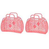 2 PCS Laundry Basket Jelly Bags - Reusable Gift Basket - Girls Beach Bag - Toddler, Kids Jelly Purse - Halloween, Bridal, Easter Egg Basket for Women Girls kid, Pink