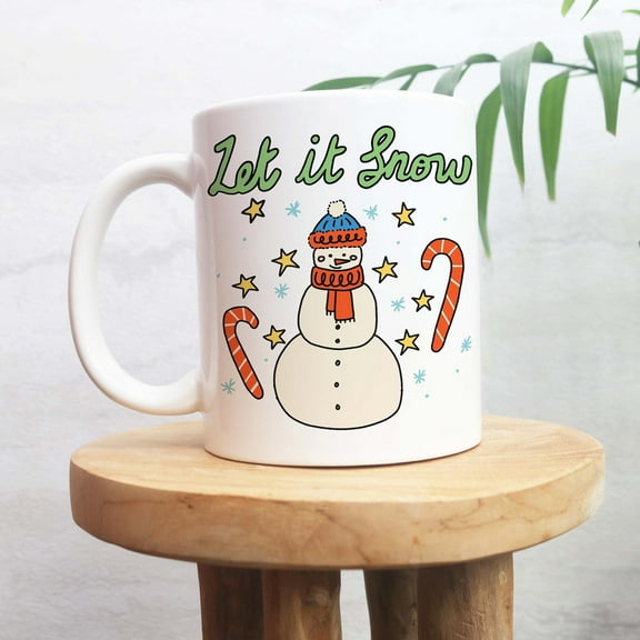 Christmas Snowman Mug, Retro Let it Snow Christmas Mug, Hot Chocolate Mug, Christmas Eve Box Filler, Boy Girl Xmas Secret Santa, Festive Cup, Ceramic Mug 11Oz