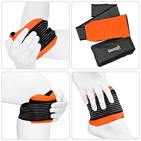 Premium Gel Pack and Strap by Orange Physio - A Reusable Hot/Cold Ice Gel Pack for Pain Relief and Sprains (Fits Most Body