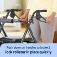 thumbnail image 3 of Medline Superlight Folding Aluminum Mobility Rollator Walker, Smoky Blue, 250 lb. Weight Capacity, 6" Wheels, Adjustable Arms and Seat, 3 of 6