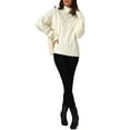 thumbnail image 2 of INSPIRE CHIC Women's Solid Color Turtleneck Oversize Long Sleeves Cable Knit Sweater S Cream, 2 of 6