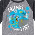 thumbnail image 3 of Pete The Cat - Friends With Fins - Toddler And Youth Raglan Graphic T-Shirt, 3 of 5