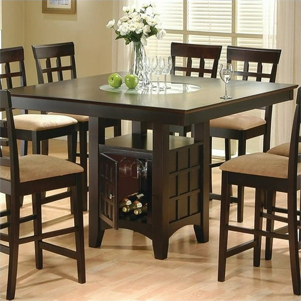 Bowery Hill Counter Height Square Dining Table With Wine Storage Base