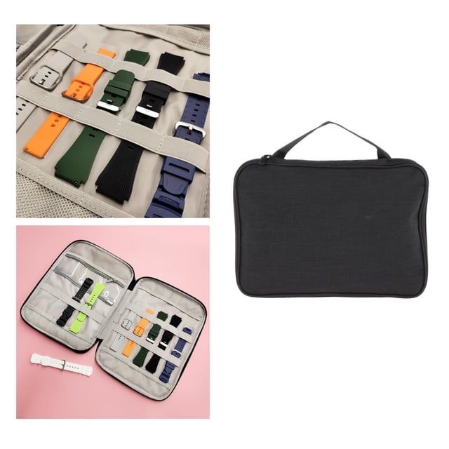 Estuche portátil de almacenamiento de correas de reloj perfecl ampliable Negro 31x23x3cm