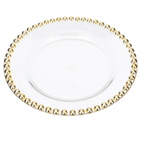 PBPBOX 1Pack Round Glass Plate for Food Storage and Serving with Gold Assorted Color 21.00X21.00X1.50CM
