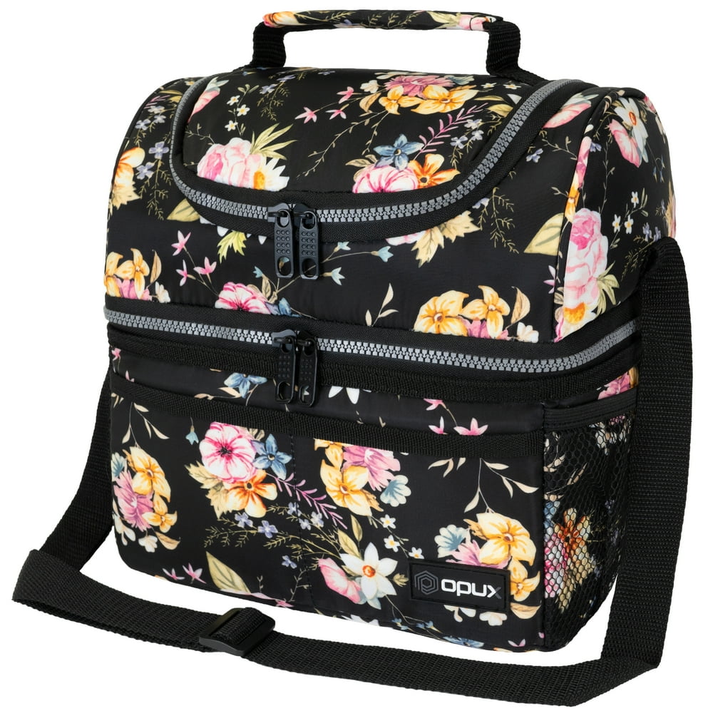 Insulated Dual Compartment Lunch Bag for Women, Ladies | Double Deck ...