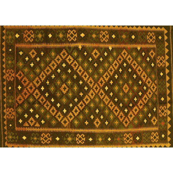 Ahgly Company Machine Washable Indoor Rectangle Southwestern Yellow Country Area Rugs, 5' x 7'