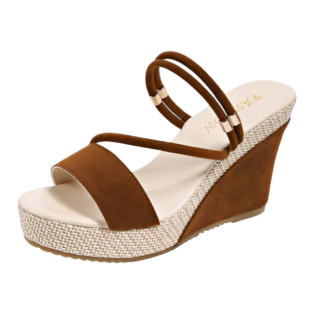 DAFEI Thick Soled Toe Wedge Slip Height Increasing Sandals with Cut Out Design Comfortable Women's Sandals