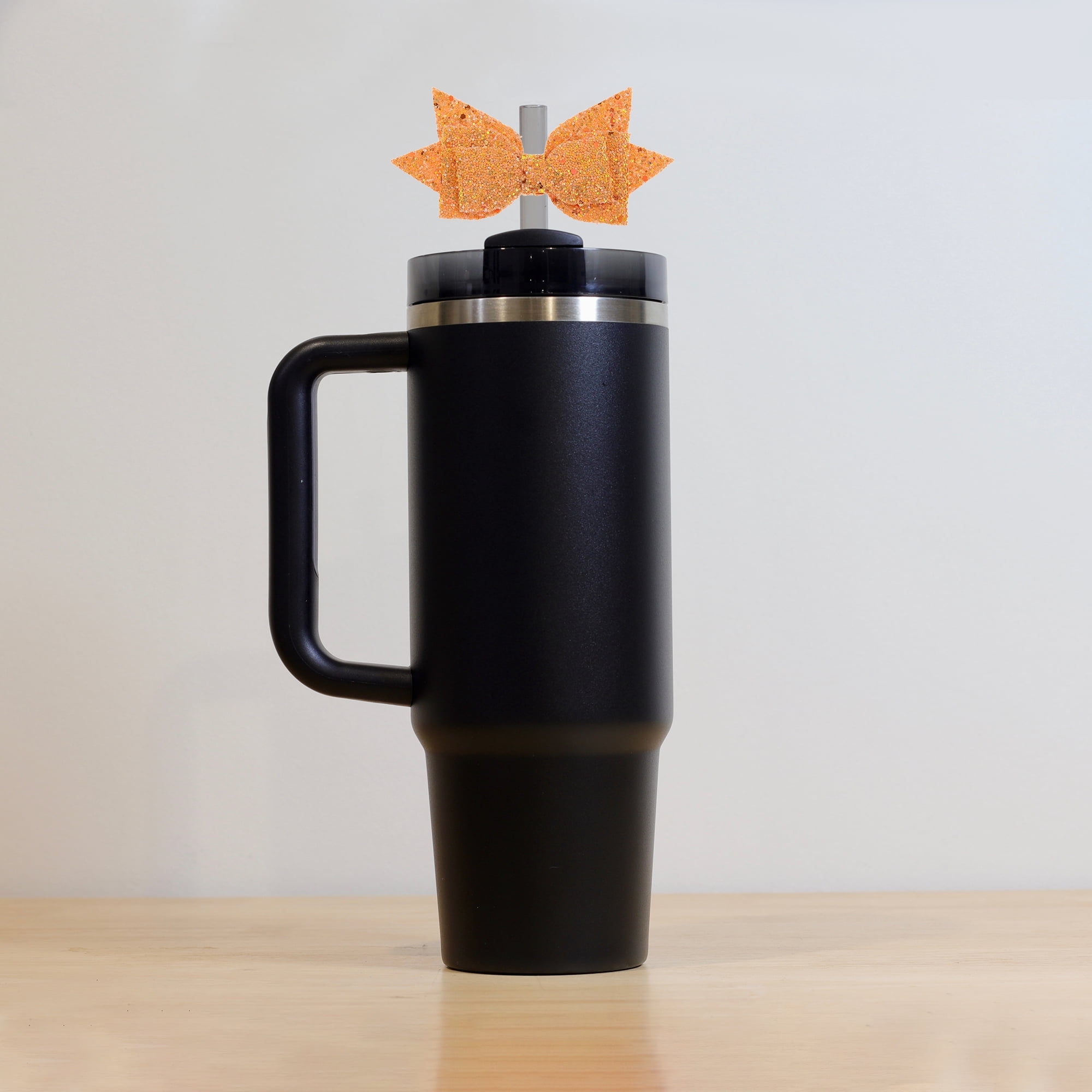 Unique Bargains 1Pc Shiny Bow Home Decoration Drinkware Accessory Light Orange