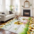 thumbnail image 3 of Spring Sunflowers Area Rugs Collection 5'x7', Country Bicycles Yellow Flowers Wooden Non Slip Indoor Rectangle Throw Runner Rug Floor Mat Carpet for Living Room Dining Table Bedroom Nursery, 3 of 9