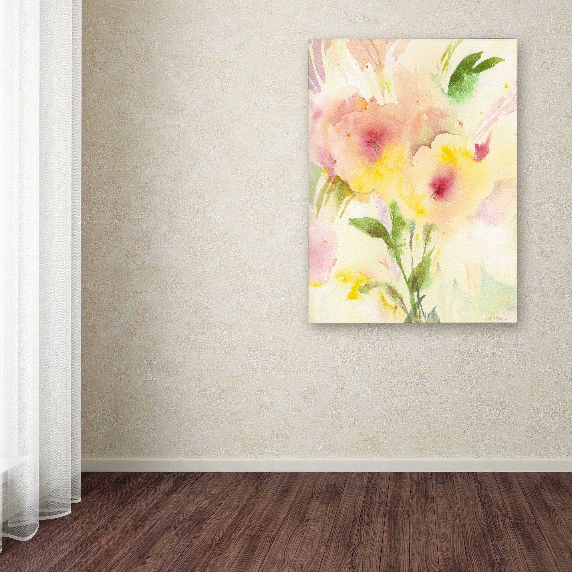 Trademark Fine Art "Two Garden Flowers" Canvas Art by Sheila Golden