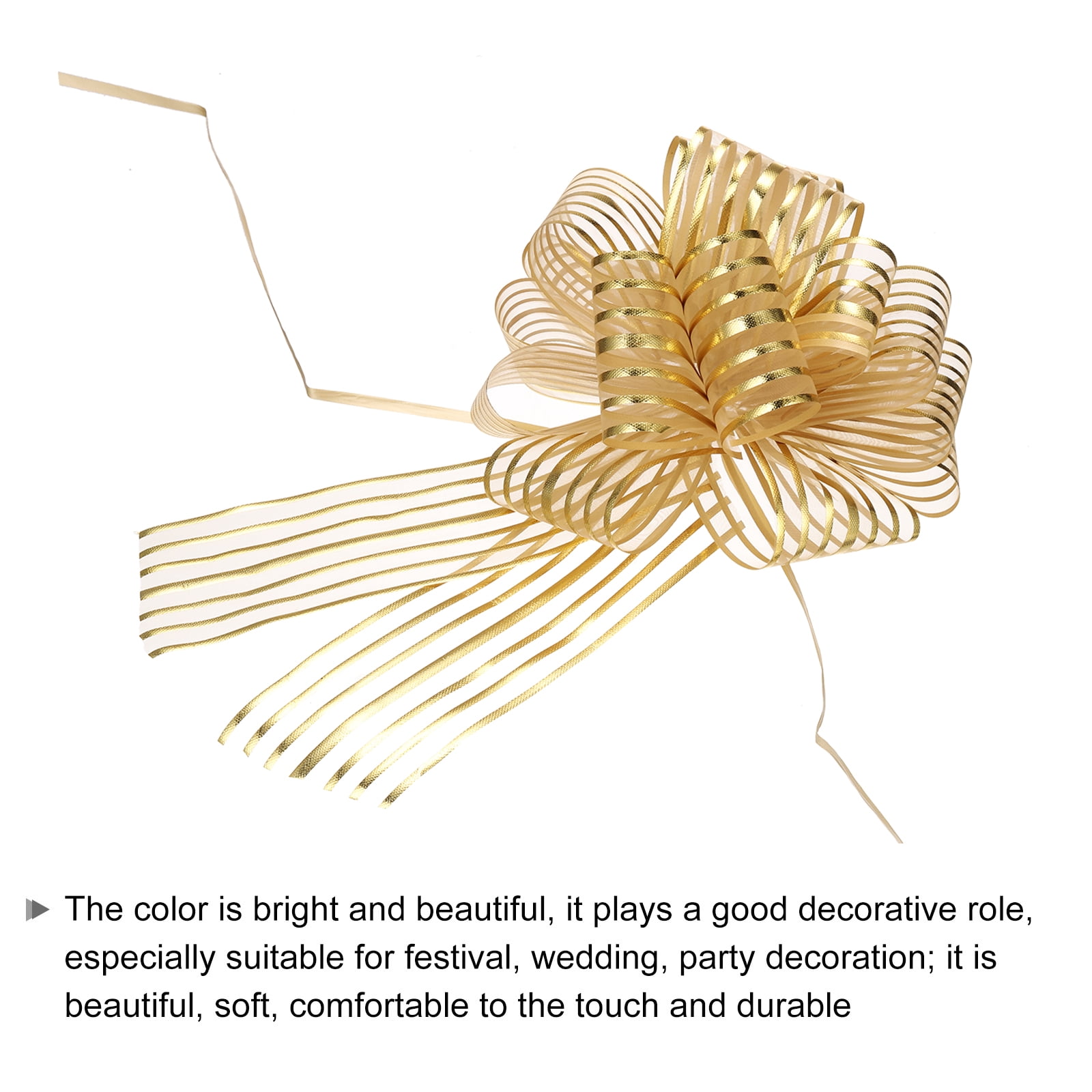 15pcs 8 Inch Organza Large Pull Bow Gift Wrapping Bows Ribbon Chiffon Yarn Gold for Christmas Valentine's Day