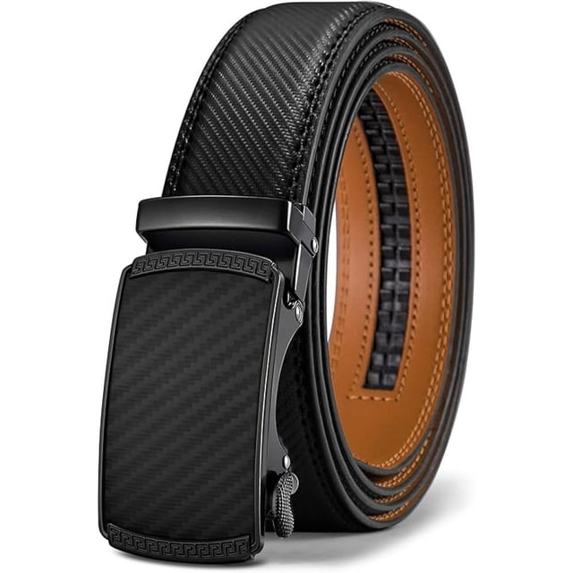 1 cinturón de hebilla automática de piel de vaca, 237 negro, 130 cm.