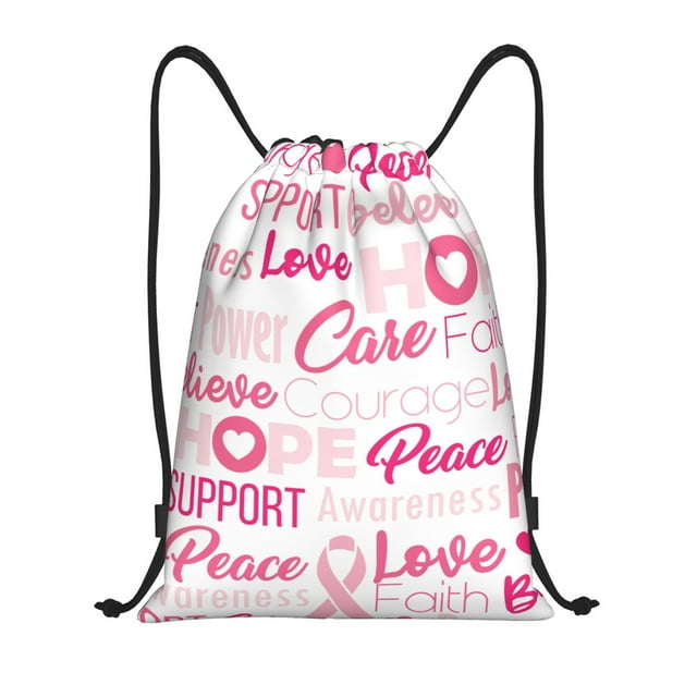 Xecao Rubans Roses pour Cancer du Sein Sensibilisation (2) Motif Sac à Dos de Sport à Cordon - Sac de Gym avec Poche Anti-Humidité pour Femmes&Hommes-Petit