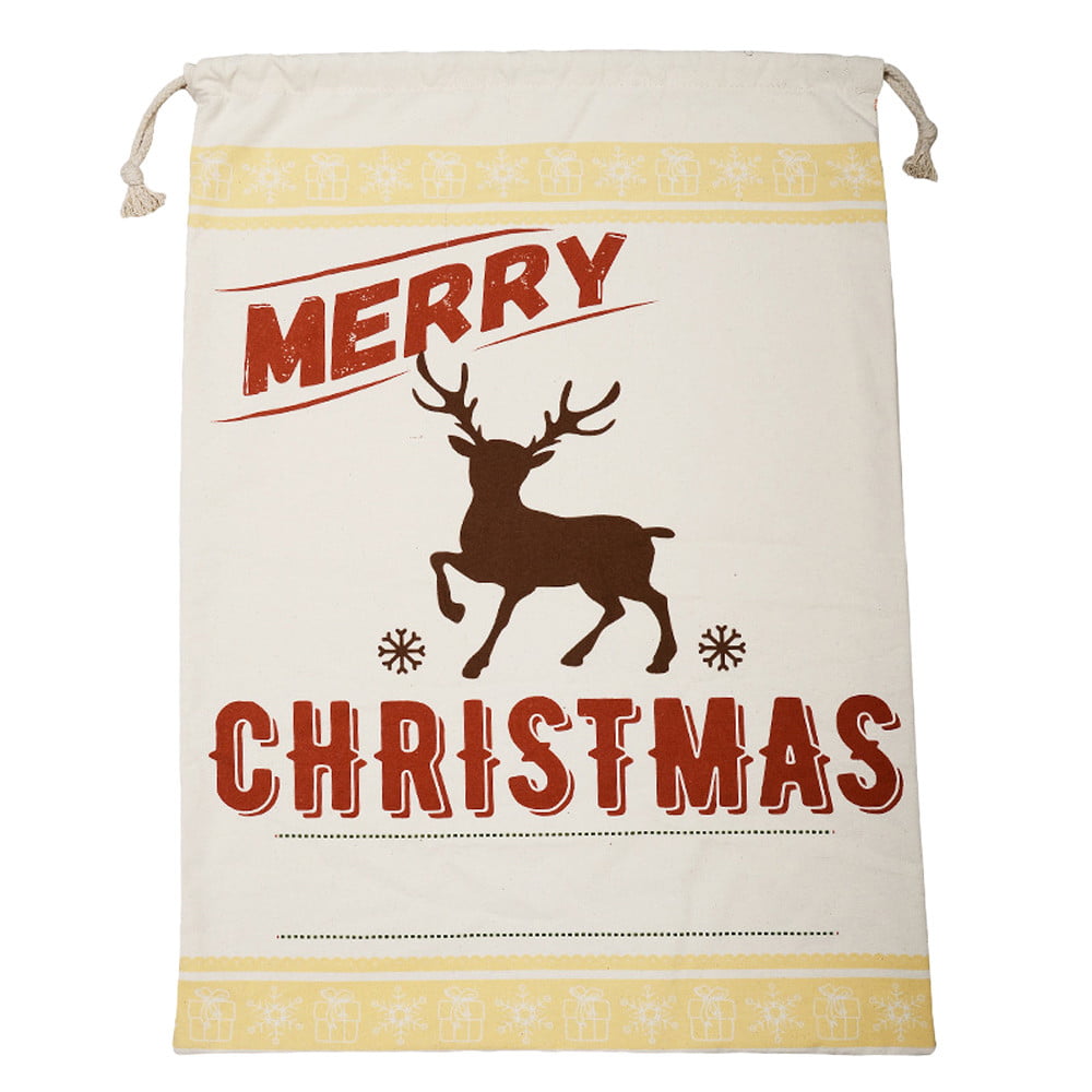 Canvas Sack Merry Christmas Bag Santa Stocking Reindeer Gift Storage Bag Large 