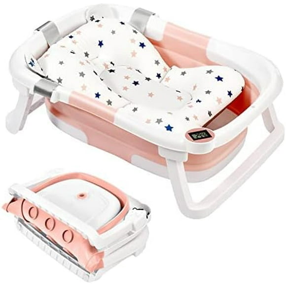 GRM Baignoire Pliable pour Bébé pour les Nourrissons à Tout-Petit, Portable Antidérapant avec Trou de Vidange
