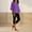 Purple, variant on Linen Sets for Women 2 Piece Women Loose Casual Solid Color And Flax Round Neck 3/4Sleeve Tops+Cropped Pants Outwear Set Wine XL