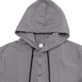 thumbnail image 3 of YLSDY Cotton Linen Shirts for Men Casual Button Down Hoodie Summer Beach Loose Short Sleeve Drawstring Pullover Hooded Top Gray M, 3 of 8