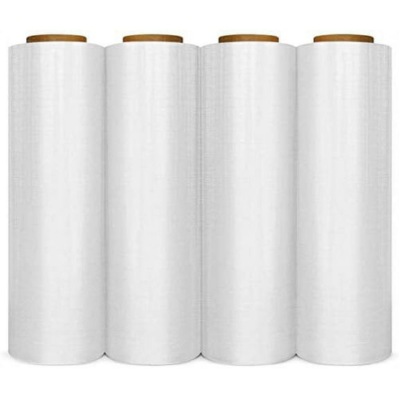 BM PAPER Universal 4 Pack Stretch Wrap18 Inches X 1500 Tough Pallet Shrink Wrap, 80 Gauge Industrial Strength Plastic Film