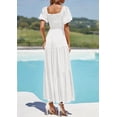 thumbnail image 3 of PRETTYGARDEN Womens Summer Puff Short Sleeve Maxi Dress Square Neck Smocked Tiered Ruffle A Line Long Flowy Beach Dresses, 3 of 8