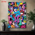 thumbnail image 3 of Modern Pop Art Colorful Cartoon Characters Wall Hanging Painting - Vibrant Pink Blue Green Yellow Purple Orange Abstract Art Print with Wrapped Canvas Frame, Playful Living Room Bedroom Decor, Contem, 3 of 6