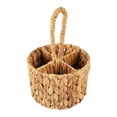 thumbnail image 1 of Cesta de almacenamiento de cubiertos de mimbre, soporte para utensilios dividido con asa, soporte portátil para cubiertos de de agua para cuch, 1 of 9
