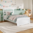 thumbnail image 1 of Becket Twin Wood Low Profile Platform Bed with Matching Footboard in White, 1 of 13