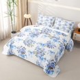 thumbnail image 3 of Erosebridal Blue Rose Bow Quilt Full,Sky Floral Cute Bowtie Full Bedspread Sets For Girls,3-Piece, 3 of 7