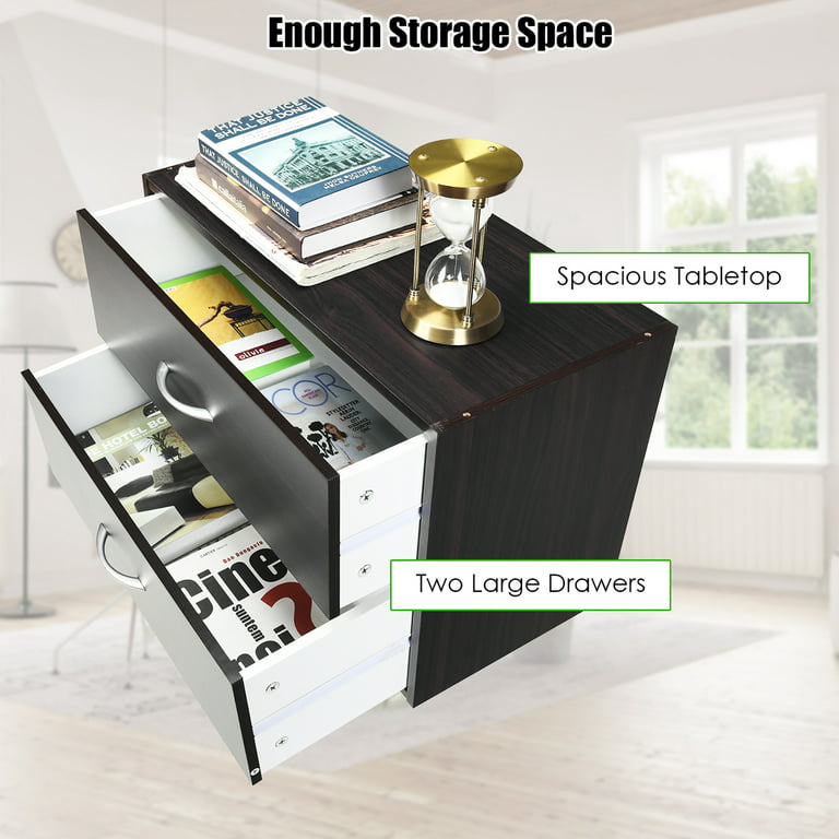 Costway 2-Drawer Stackable Organizer Horizontal Storage Cabinet