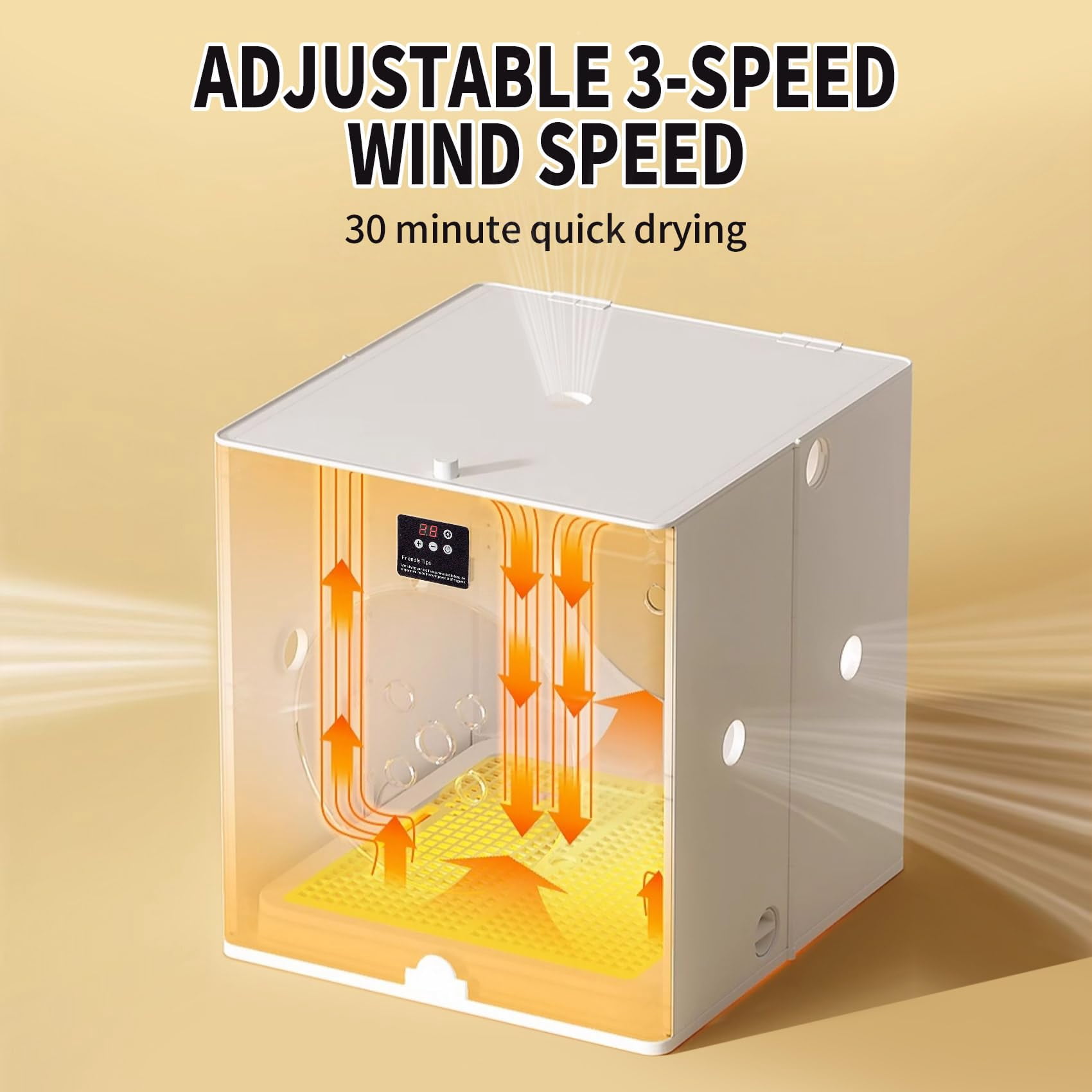 UNICOO® 88L Automatic Pet Collapsible Foldable Dryer Box with Smart Temperature Control, Adjustable Wind Speed, Fast Drying, Ultra Quiet, 360? Airflow, for Cats & Small Dogs