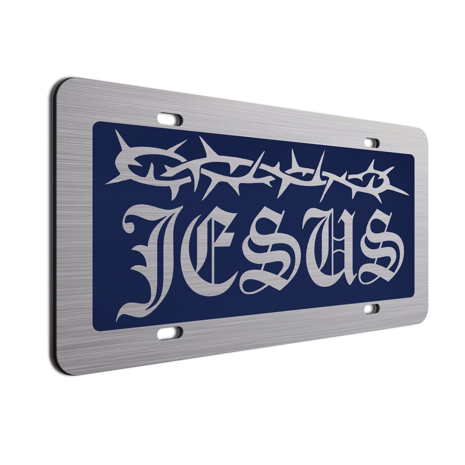 Jesus Brushed Aluminum ACM Car Tag Choice of Colors with This Christian
