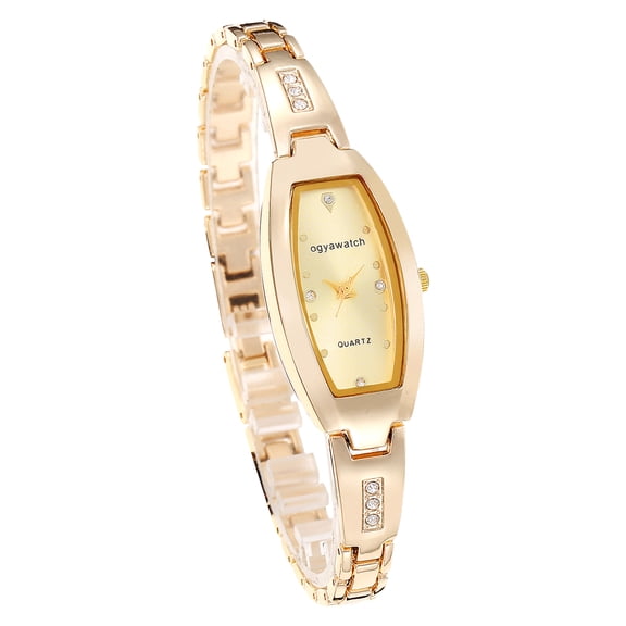 Avaner Women's Tonneau-Shaped Stainless Steel Watch: Stainless Steel Strap, Imitation Diamond Hour Markers, Rectangular Quartz Watch