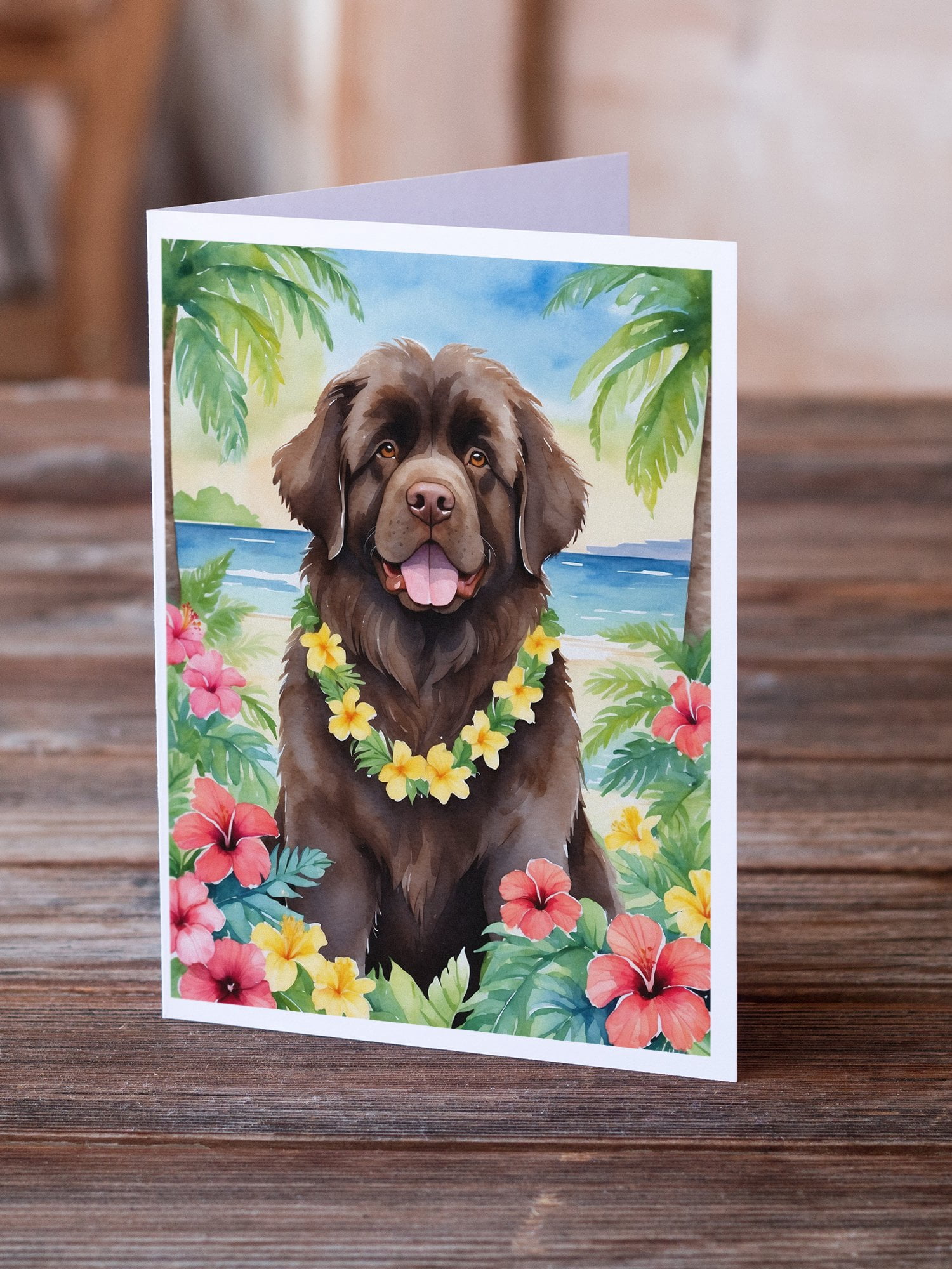 Newfoundland Luau Greeting Cards Pack of 8 7 in x 5 in