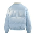 thumbnail image 4 of Men's short Puffer Jackets Warm Long Sleeve Jacket Fleece Collar Zip Up Down Jacket for Cold Weather Light Blue 2XL, 4 of 4